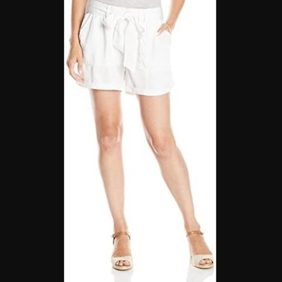 LUCKY BRAND White Tencel Belted Shorts - Picture 1 of 6